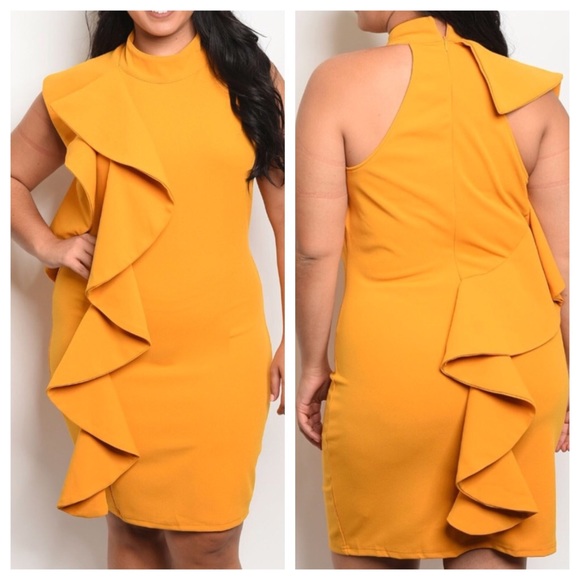 Xtaren Dresses & Skirts - ➕Mustard Ruffle Dress